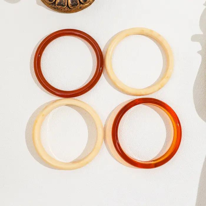 Ensemble de 4 bracelets élégants en acrylique rétro design simple et tendance pour femmes occasions décontractées et spéciales