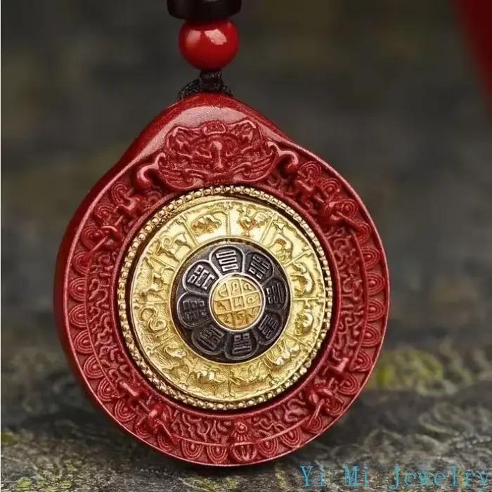 Collier pendentif trigrammes de sable napvermillon naturel pour hommes et femmes