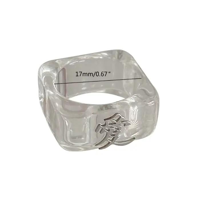 Bague transparente en résine d'amour coréen pour femme