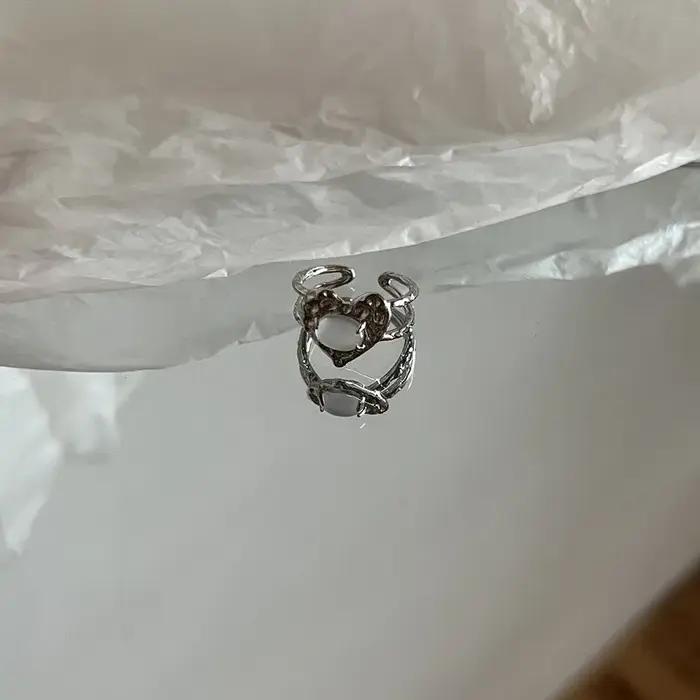 Bague ovale Vintage couleur argent rouge pour femmes