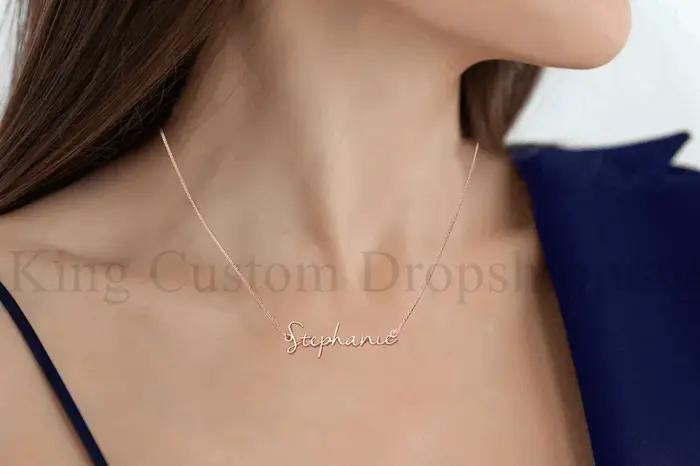 Collier personnalisé plaqué or 18k avec nom écrit à la main