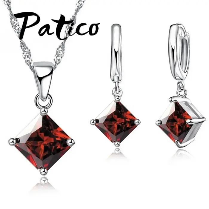 Ensemble de bijoux quadrilatère en argent regardé 925 pour femme