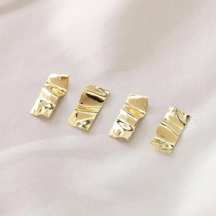 Boucles d'oreilles rectangulaires concaves et convexes à Double trou