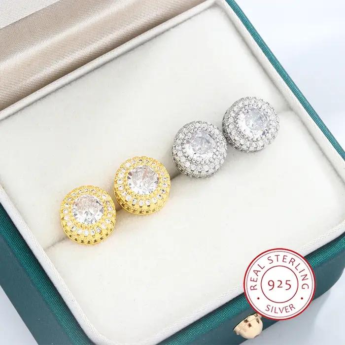 Boucles d'Oreilles Rondes de Style Hip Hop Européen et Américain, Bijoux Brillants Créatifs, Cadeau