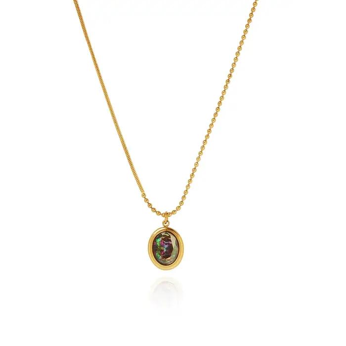 Amaiyllis Vintage couleur noire Zircon géométrique ovale foncé clavicule chaîne collier bijoux pour femmes cadeau