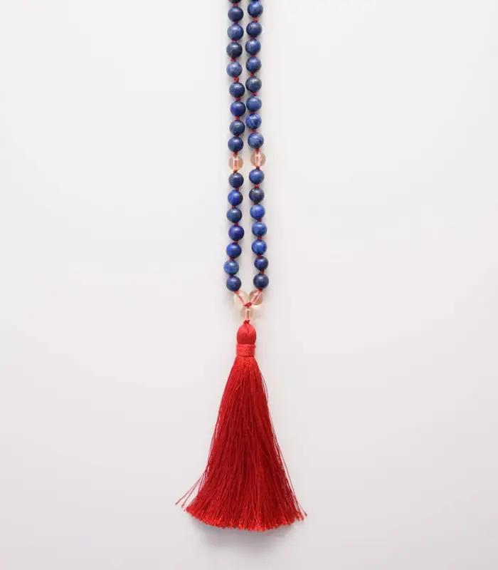 Collier Mala en Lapis Lazuli avec Quartz Jaune