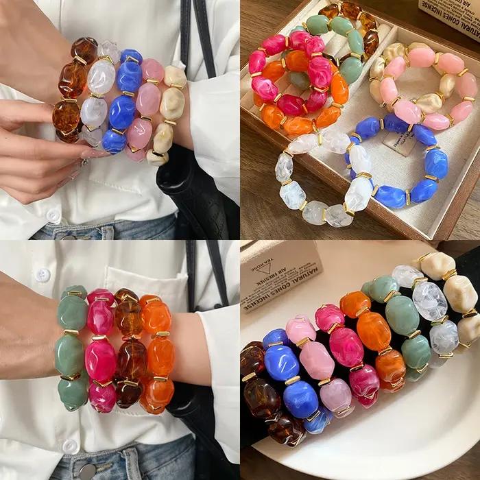 Bracelets en résine multicolores à effet irrégulier pour femmes et hommes