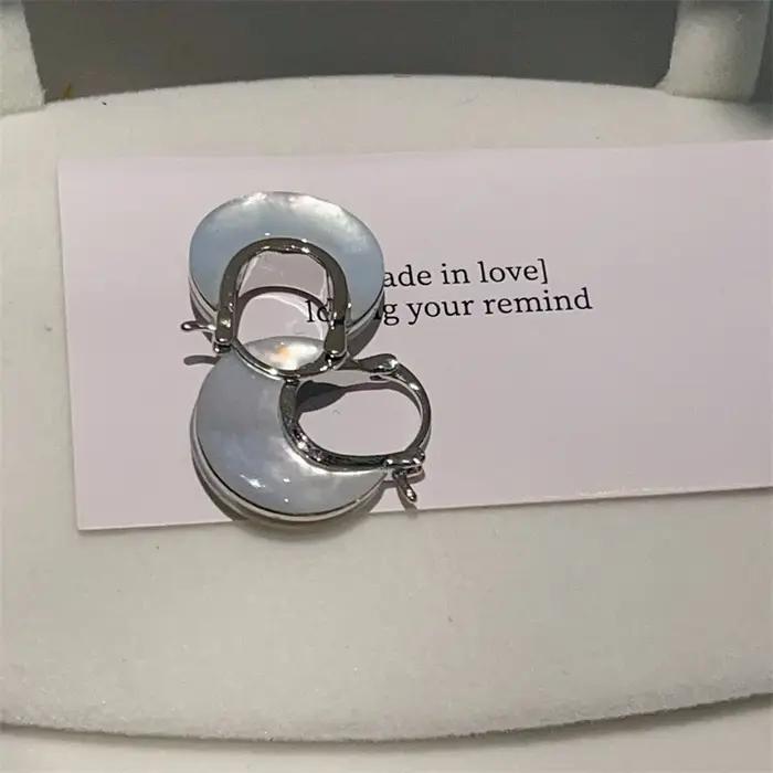 Boucles d'oreilles en nacre blanche Double face naturelle pour femmes, 2025