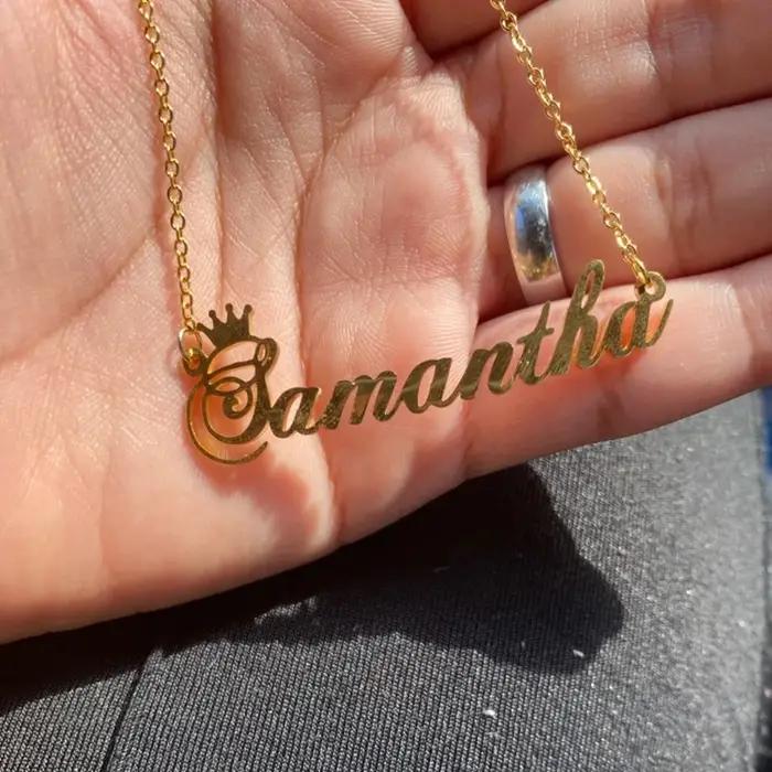 Collier de nom de couronne personnalisé, collier de charme de couronne de princesse de reine, cadeau