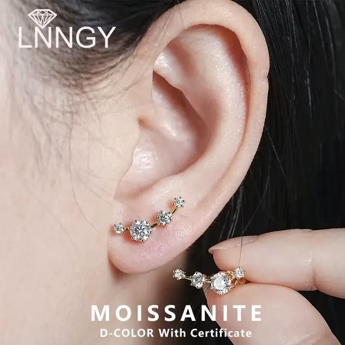 Lnngy 4.5mm & 3mm & 2mm Moissanite boucle d'oreille pour femmes 925 en argent Sterling Mini petites boucles d'oreilles Piercing bijoux cadeau de la vie quotidienne
