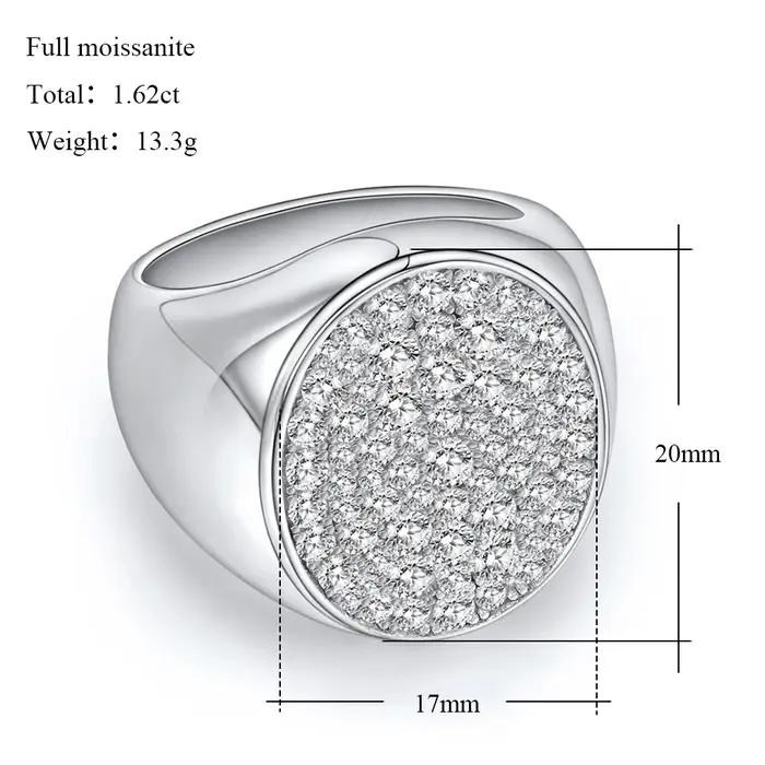 Bague moissanite complète en diamant Hip-hop pour hommes/femmes, bracelet de mariage en argent Sterl