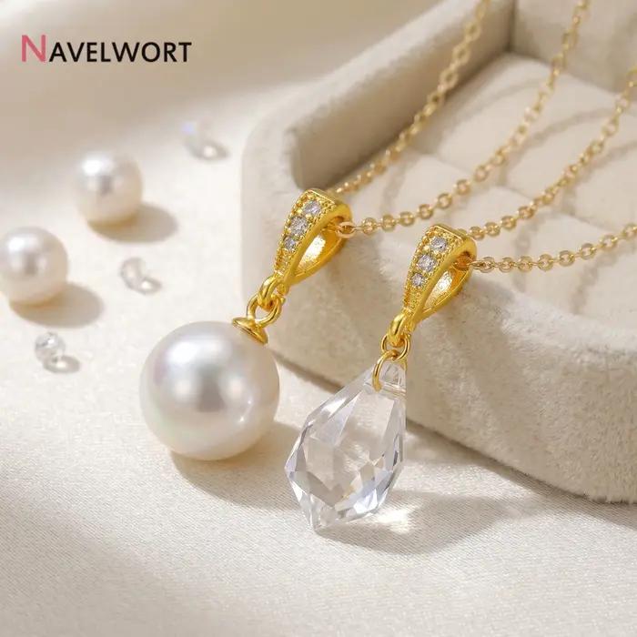 Pendentif en forme de goutte en laiton plaqué or 14K incrusté de zircon