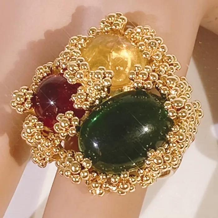 Femmes anneaux de mariée de luxe fête de mariage 18K plaqué or anneau accessoires 2025 conception Unique argent plaqué anneaux pour les femmes