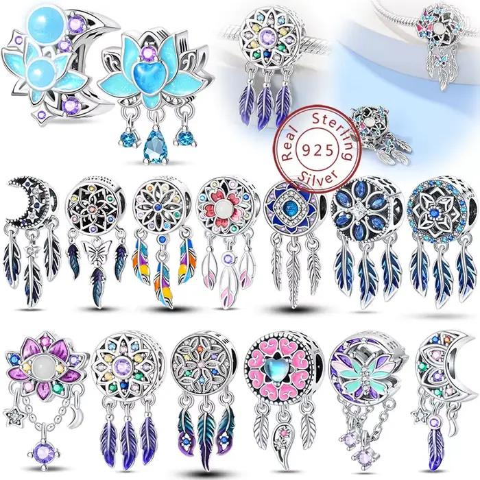 100% 925 argent Sterling meilleurs vœux brillant capteur de rêves Net série breloques perles ajustement 3mm Bracelets originaux bricolage cadeau bijoux fins