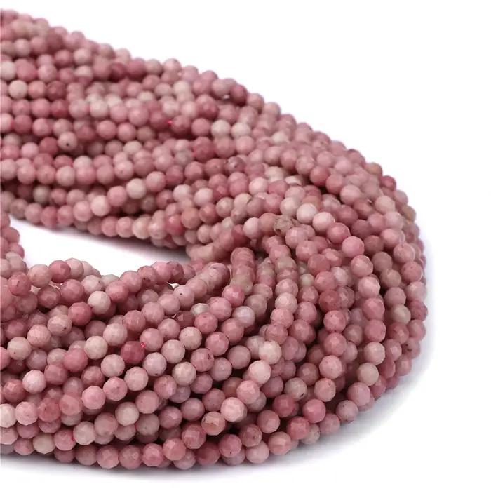 Perles rondes en pierre de Rhodochrosite naturelle de 2