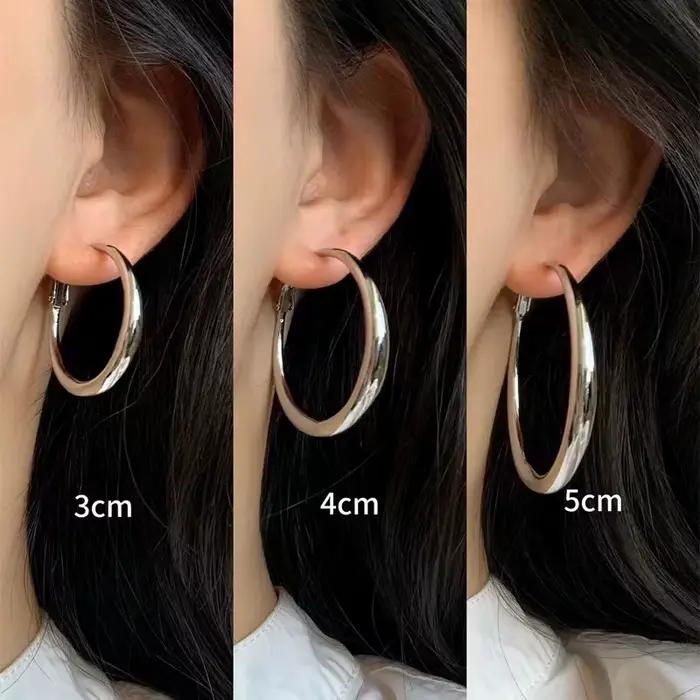LATS – boucles d'oreilles rondes géométriques simples en alliage de cuivre pour femmes