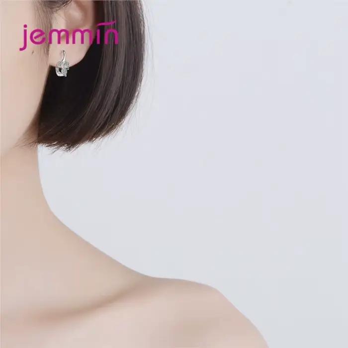 Boucles d'oreilles créoles en argent sterling 925 avec cristal autrichien et zircon transparent motif feuille et branche d'arbre élégantes pour femmes occasions spéciales