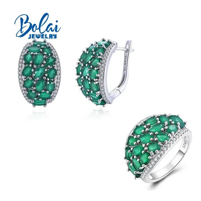 Magnifiques boucles d'oreilles en agate verte naturelle
