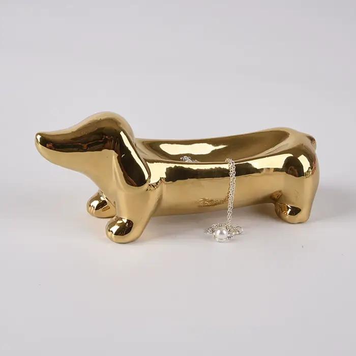 Plateau à bijoux en céramique pour chien mignon, porte-boucles d'oreilles scandinave délicates, porte-bagues pour bague, collier, bijoux et clés