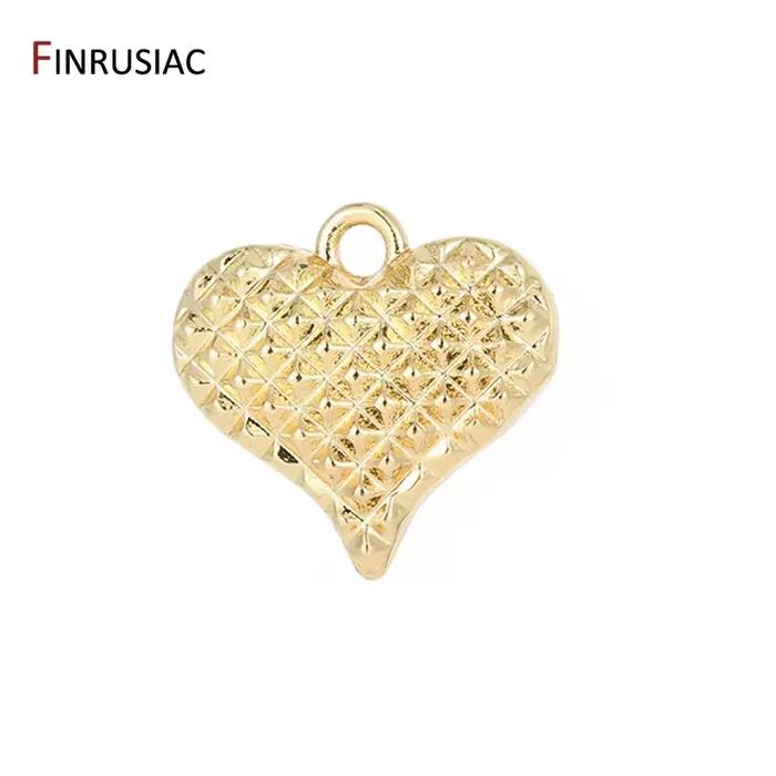 Breloques en forme de cœur en laiton plaqué or 14K, fournitures pour la fabrication de bijoux, accessoires de fabrication de boucles d'oreilles, bracelets et colliers, DIY