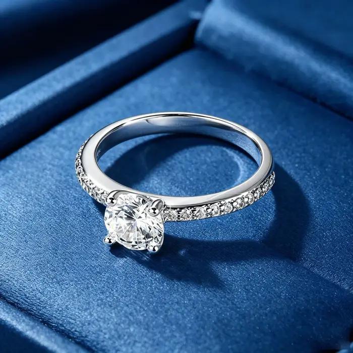 Bague de fiançailles classique en moissanite certifiée Lnkry 1