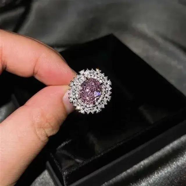 2025 Nouvel ensemble de bijoux de luxe 3 pièces | Diamant jaune et rose : collier + boucles d'oreilles + bague