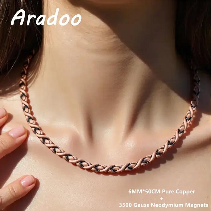Collier Magnétique en Cuivre Aradoo Goutte d'Eau Design Élégant Pour Hommes et Femmes Occasions Spéciales