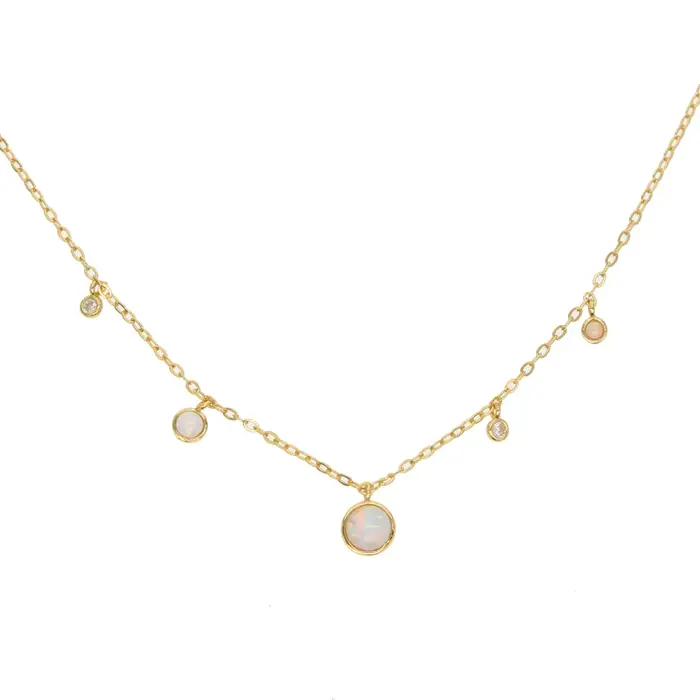 Véritable 925 argent pierres de lune cz station bijoux chaîne femmes élégantes superbe belle opale blanche pendentif collier fashio colliers