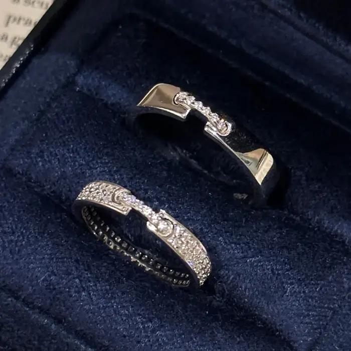 ANENJERY – bague en Zircon incrusté de géométrie couleur argent pour femmes et hommes