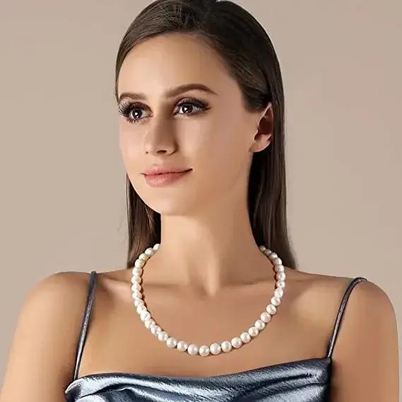 Colliers de perles d'eau douce blanches en argent sterling 925 pour femmes et filles - Nouvelle Collection Occasions Spéciales