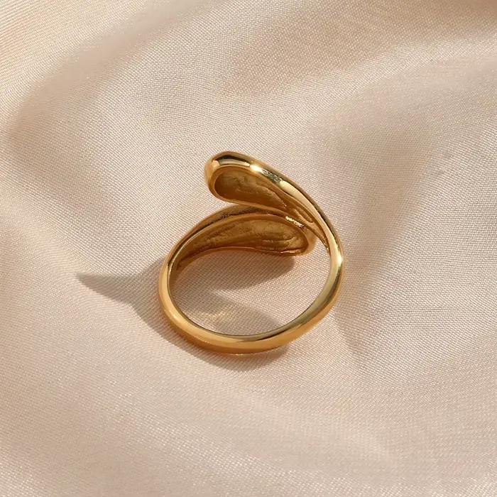 E.B.belle – bague serpent réglable en acier inoxydable poli fin plaqué or 18 carats pour femme, bague en or brillant pour fête