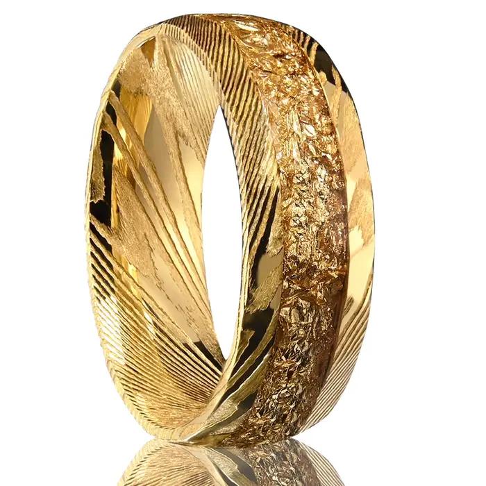 Bague Damas 8mm pour homme élégante plaquée or 18 carats alliances de mariage bijoux de mode occassions spéciales