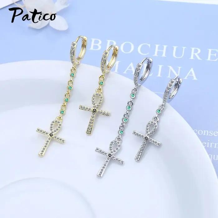 Boucles d'oreilles en argent Sterling 925 croix pour chrétiennes strass exquis longues chaînes gouttes d'eau bijoux cadeaux de fête femmes occasions spéciales