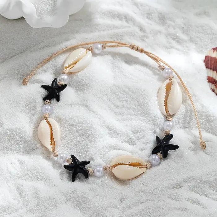 Bracelets de cheville bohèmes en coquille naturelle pour femmes coquillages de plage petits bijoux de pieds nus pour les occasions estivales et vacances