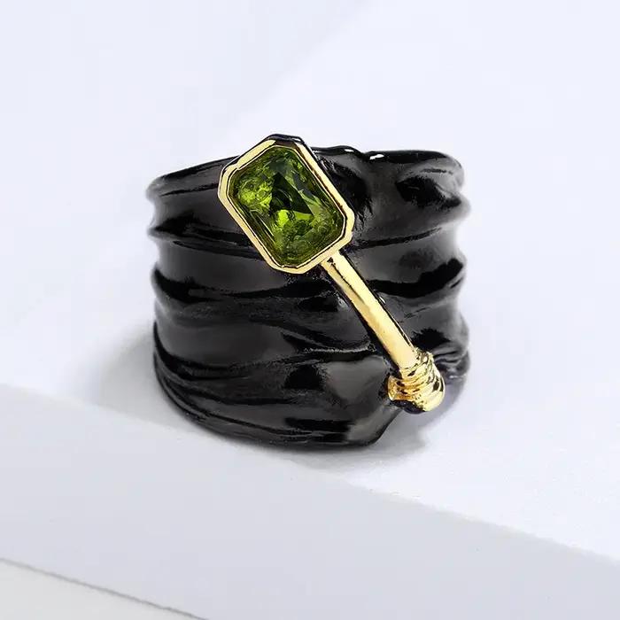 Bague en topaze incrustée bicolore, argent 925, conception spéciale, or noir, fiançailles, fête de mariage, bague pour travailleurs, vente en gros, offre spéciale