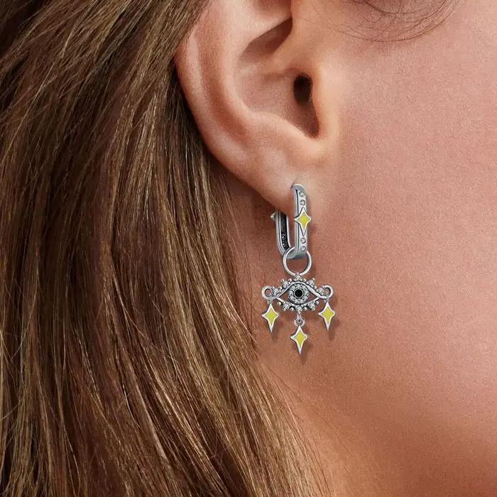 Boucles d'oreilles œil étoile brillante en argent Sterling S925