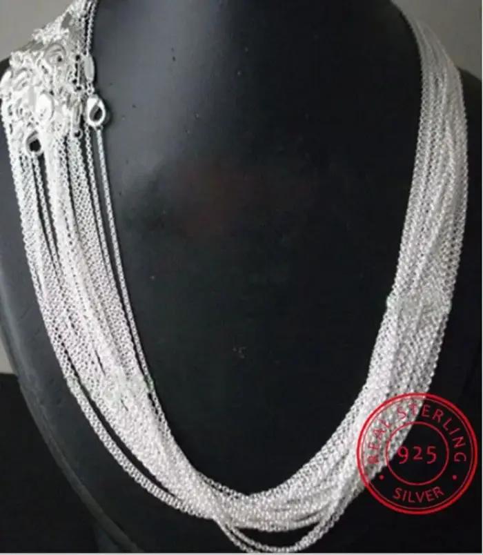 Promotion 10 pièces/lot! Collier en argent sterling 925, bijoux fins en argent, chaîne Rolo de 1mm,