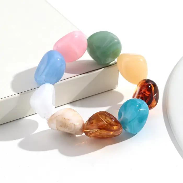 Nouveau Bracelet Extensible Bohème en Perles Irrégulières Colorées en Forme de Pierre, Bracelet Perl