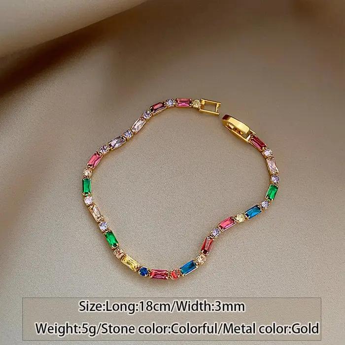 Ensemble de bijoux pour femmes, Design de luxe, chaîne en Zircon coloré, collier, Bracelet, accessoi