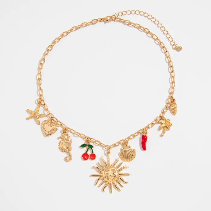 Salircon soleil étoile de mer pétoncle pendentif collier pour femmes Vintage conque été plage vacances couleur or chaîne bijoux cadeau