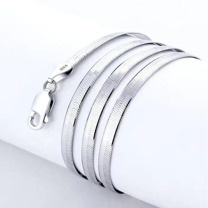 Collier chaîne en argent Sterling 925 de 4MM pour femmes, bijoux fins de luxe pour Couple, chaîne à lame, cadeau de mariage, ras du cou, clavicule