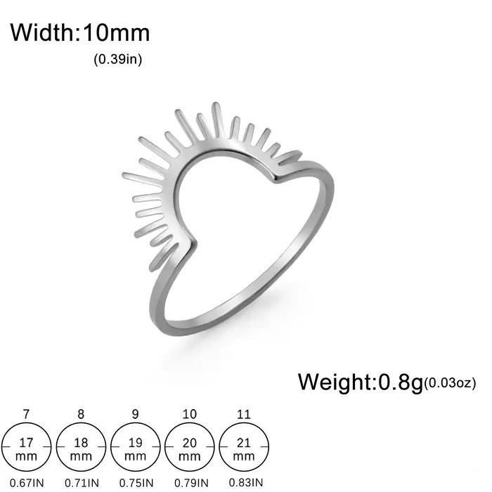 Skyrim – bague solaire demi-cercle pour femmes, en acier inoxydable, couleur or, décontractée, tenda