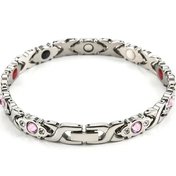 Bracelet magnétique de santé pour femmes et hommes, couleur or rose, en acier inoxydable, énergie ge
