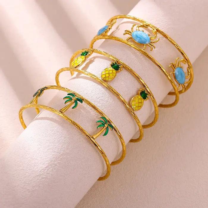 Bracelet double couche en acier inoxydable doré pour femme