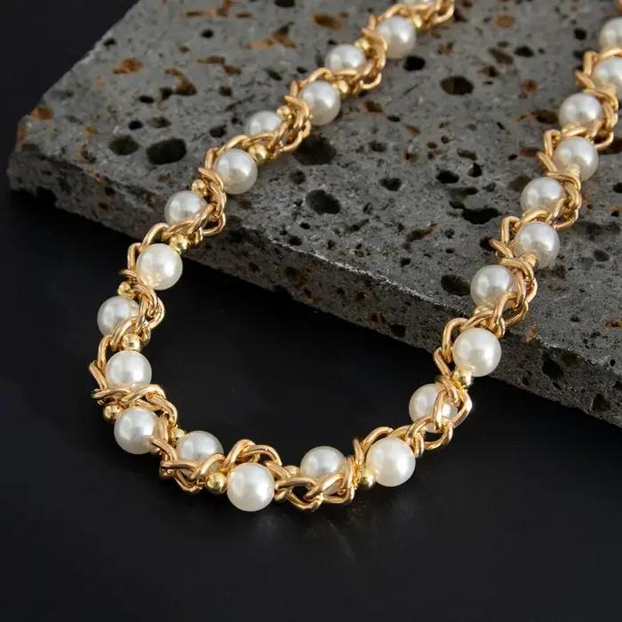 Collier de perles imitations élégant pour hommes style classique occasion spéciale polyvalent bijoux mode