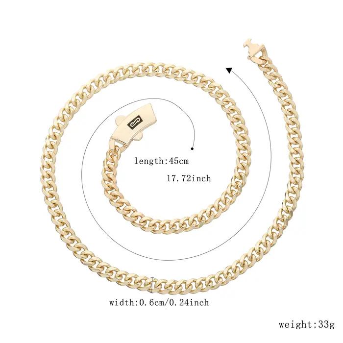 Collier Hip Hop Monaco Laiton Plaqué Or avec Zircon Blanc Style Robuste et Audacieux Pour Occasions Spéciales