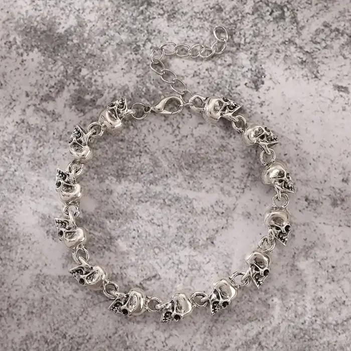 Bracelet de perles de crâne rétro de Style Punk pour hommes et femmes
