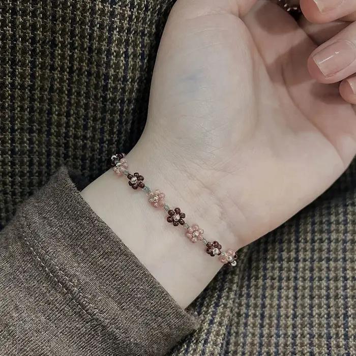 Bracelet de perles de fleurs mignonnes pour femmes et filles