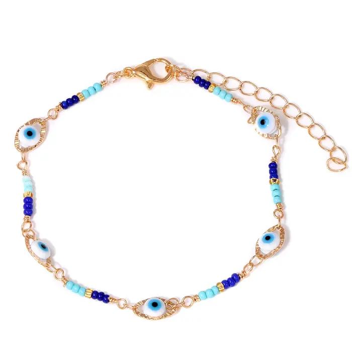 Bracelet à breloques main de Fatima pour femmes, chaîne de couleur or, porte-bonheur, turquie, mauva