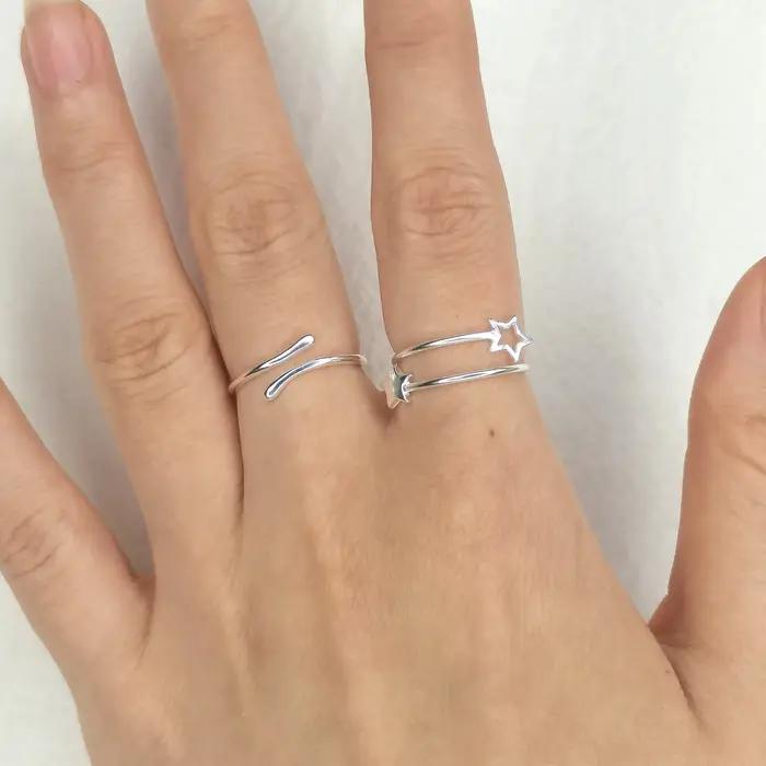 SOFTPIG – bague géométrique réglable en argent Sterling 925 véritable